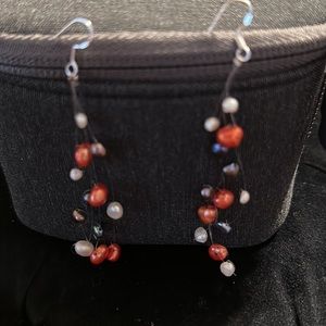 Beautiful Baroque  multicolor pearls earrings, size 4-7mm.